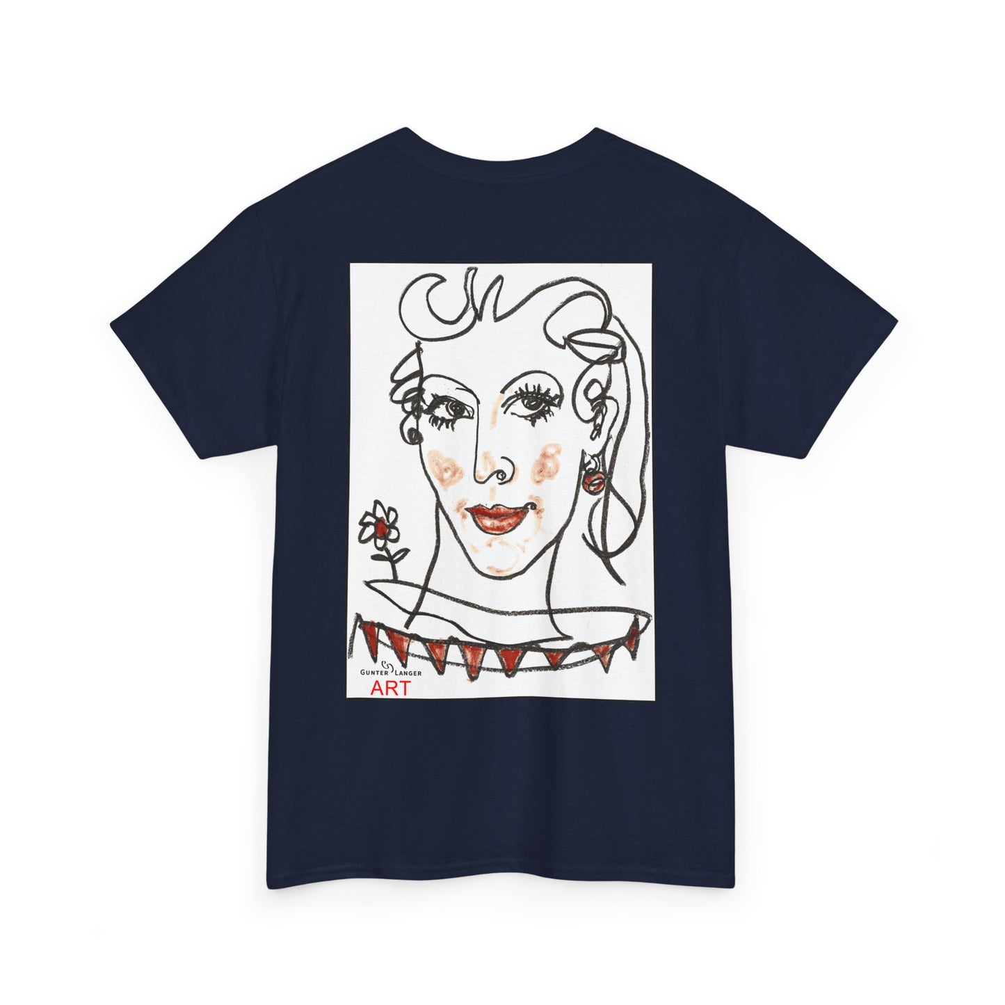 Unisex Heavy Cotton Tee - Motiv: Front Logo & Rückseite Lina, Neck Label