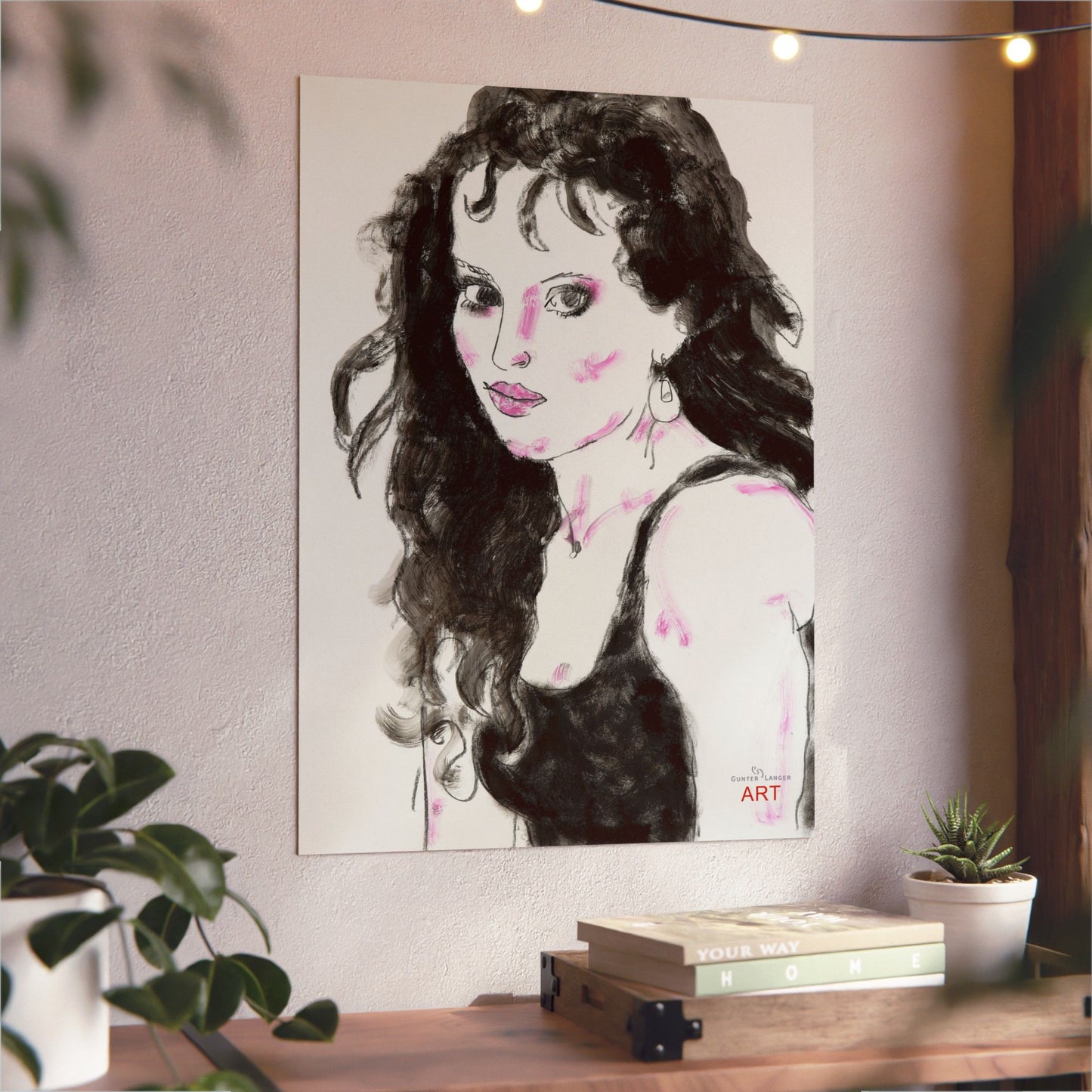 Aluminum Composite Panels - Motiv: Dame in Schwarz, H 70 cm