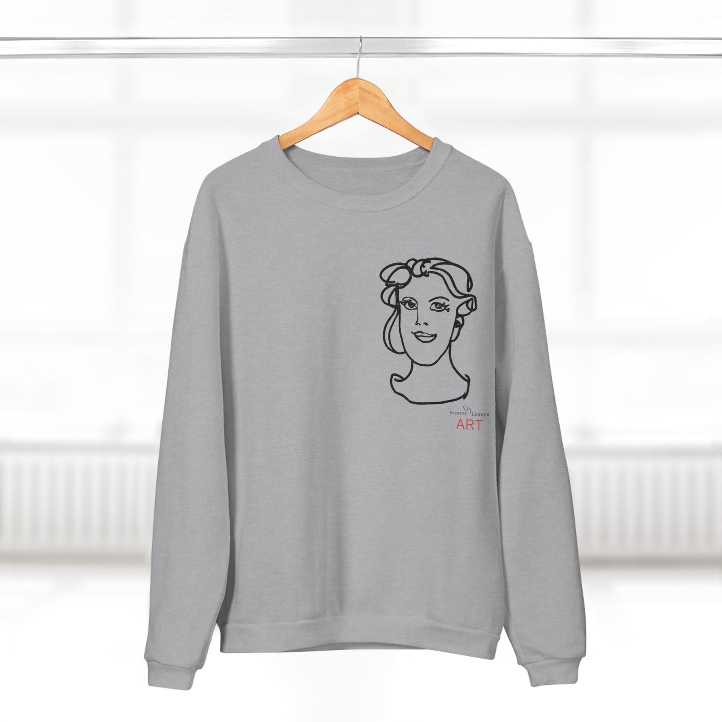 Unisex Crew Neck Sweatshirt (EU) - Motiv: Front Gia, (klein) H 20 cm & Rückseite Gia, H 49 cm
