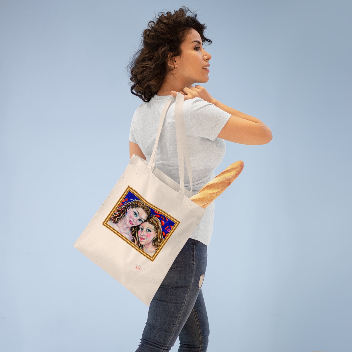 Tote Bag - Motiv: Freundinnen, einseitig bedruckt, H 19 cm