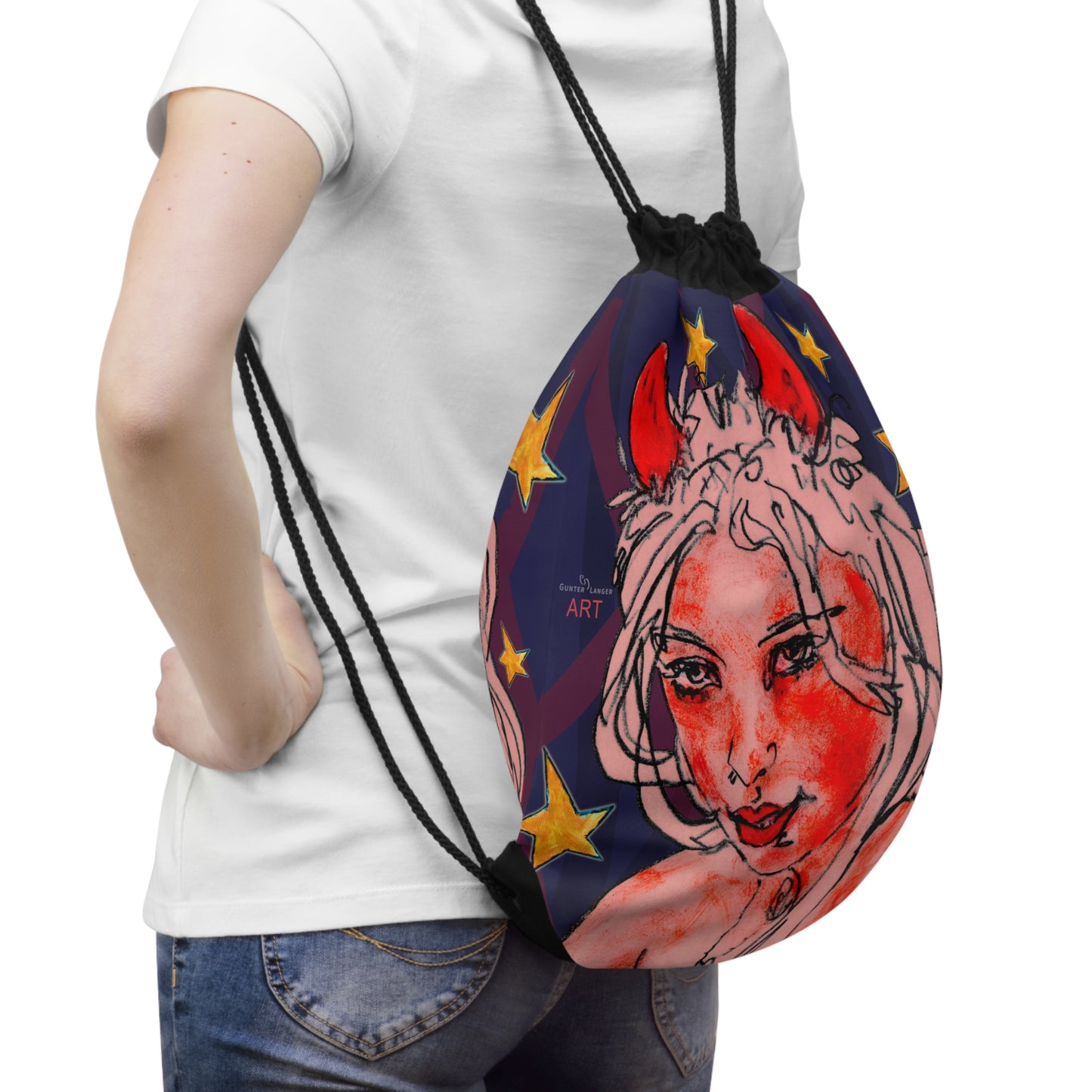 Drawstring Bag - Motiv: Vorderseite und Rückseite, Teufelchen