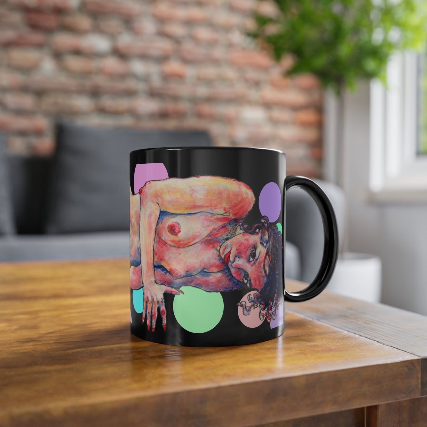 Black Coffee Cup, 11oz - Motiv: Annette, Farbkreise, Sp