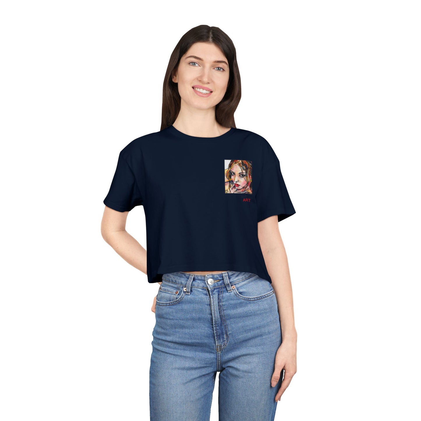 Women's Crop Tee - Motiv: Front "Camilla" H 10 cm & Rückseite "Camilla/Leni" H 25 cm