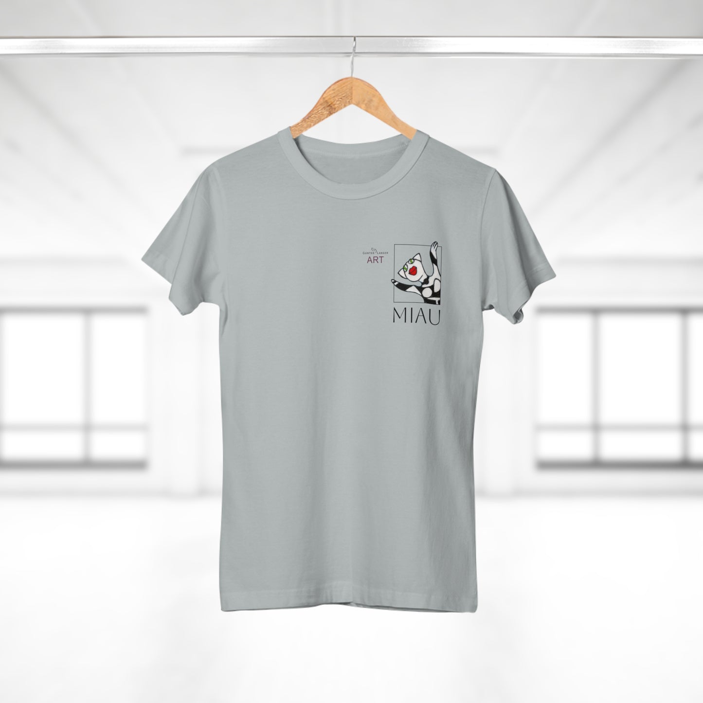 Single Jersey Women's T-shirt - hell - Motiv: Miau, H 9,7 cm