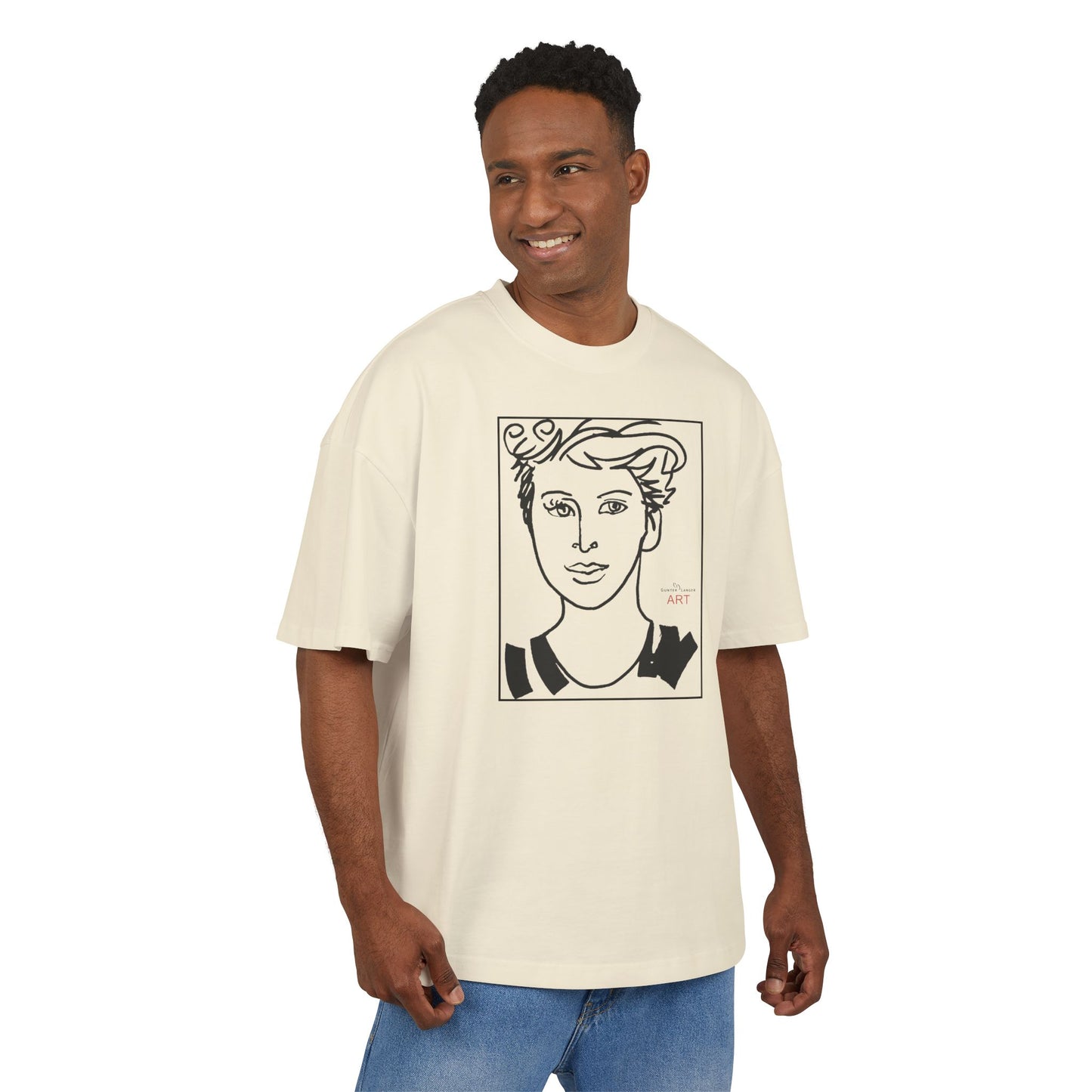 Unisex Ultra Heavy Cotton Box Tee - Motiv: Front Lars, Schwarz auf Weiß, Kasten, 30 cm