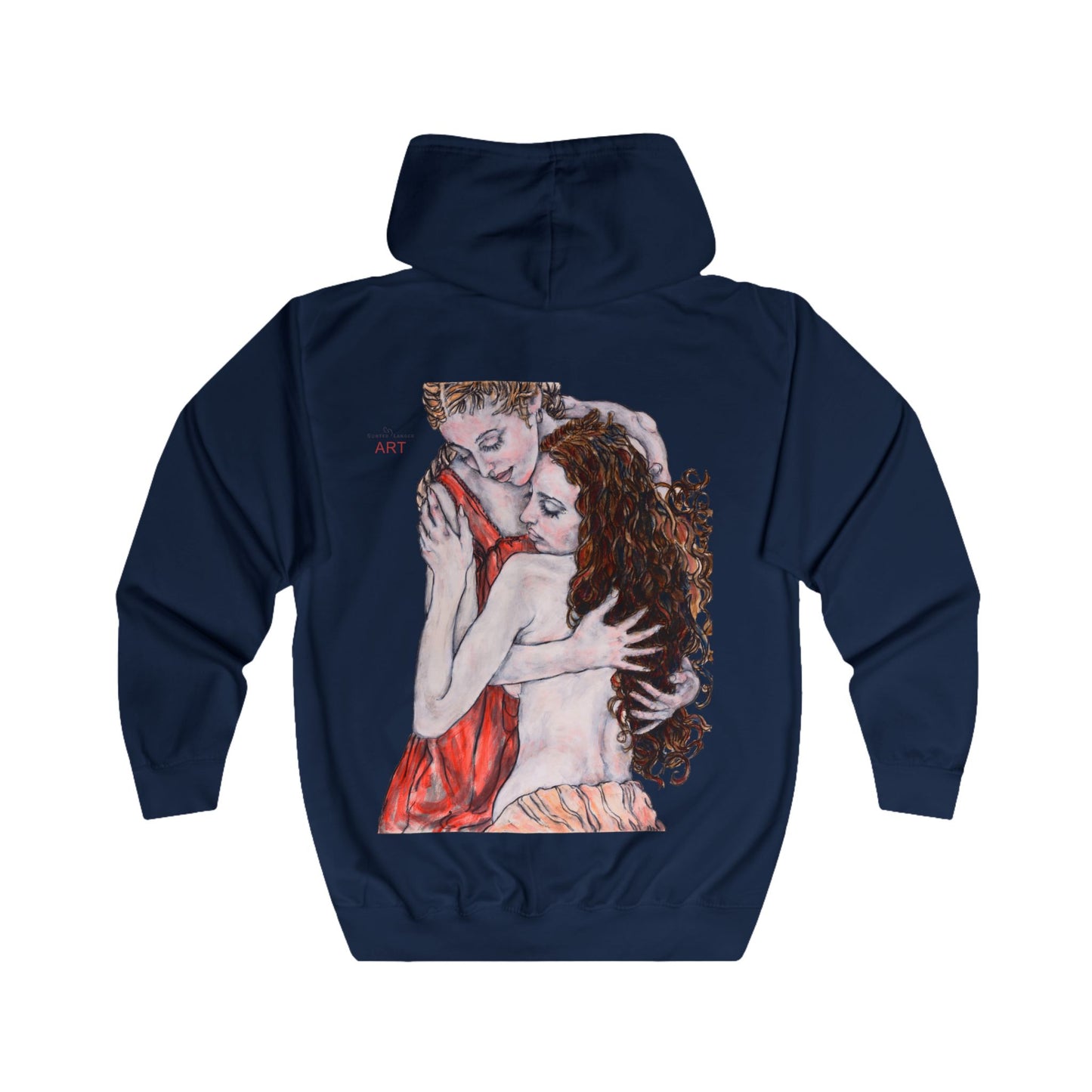 Unisex Full Zip Hoodie - Motiv: Front Logo & Rückseite Bei dir, H 49 cm