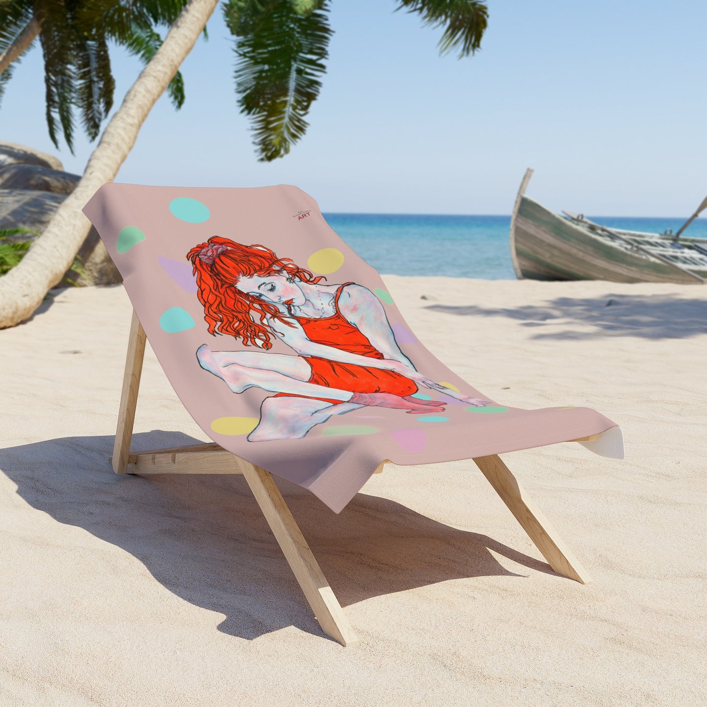 Beach Towel - Motiv Julia, Farbkreise, Tuch: Altrosa, 76 x 152 cm