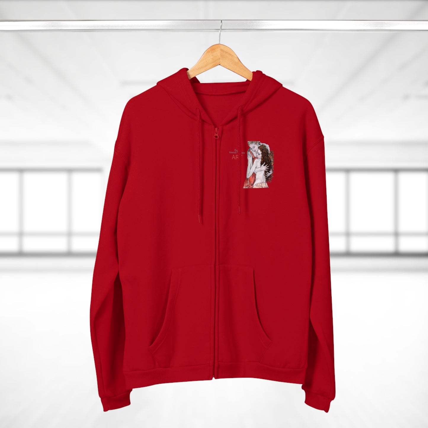 Unisex Hooded Zip Sweatshirt - Motiv: Front Bei dir, H 11 cm & Rückseite Bei dir, H 49 cm