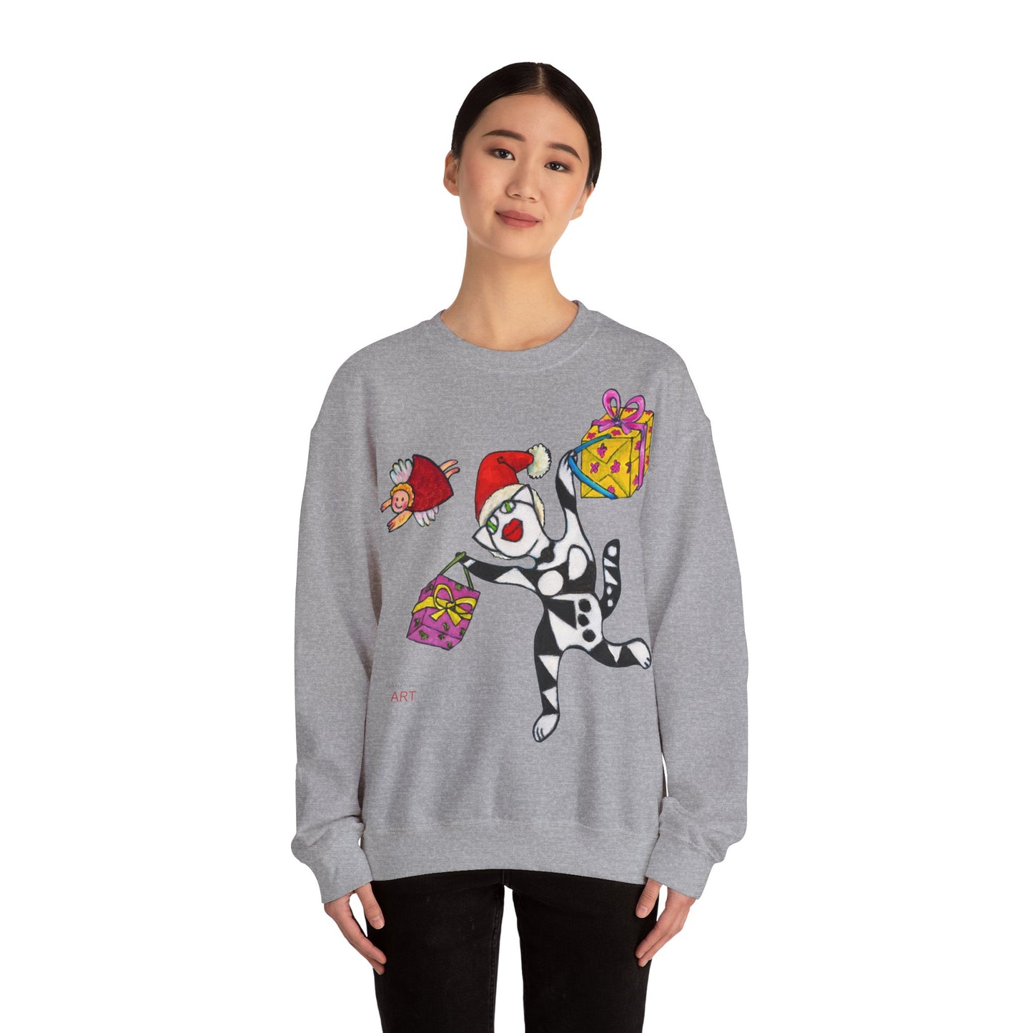 Unisex Heavy Blend™ Crewneck Sweatshirt - Motiv: Weihnachtskatze 1, H 43cm