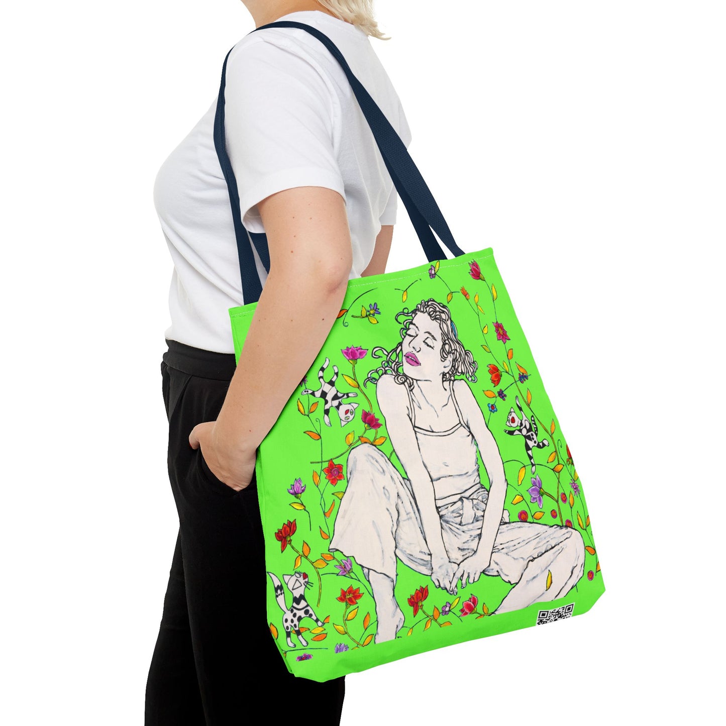 Tote Bag (AOP) - Motiv: Carolin sw auf grün