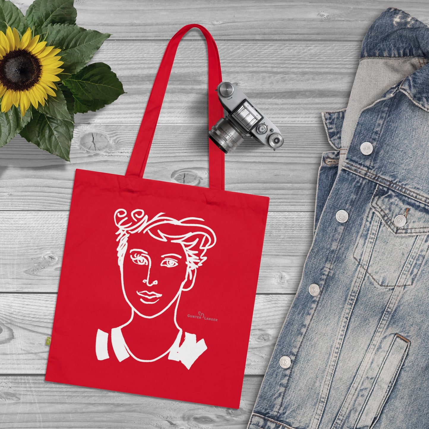 Organic Cotton Tote Bag - Motiv: Lars (weiß), einseitig bedruckt, H30 cm