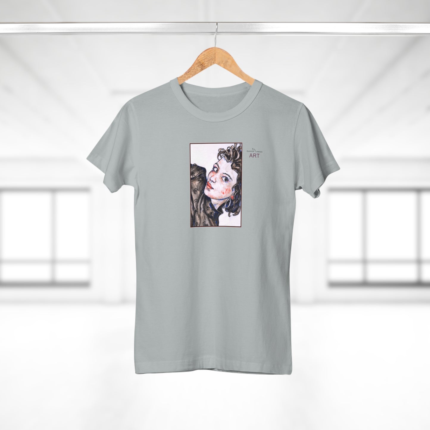 Single Jersey Women's T-shirt - hell - Motiv: Front Annette, H 20 cm & Rückseite Annette, H 35,56 cm