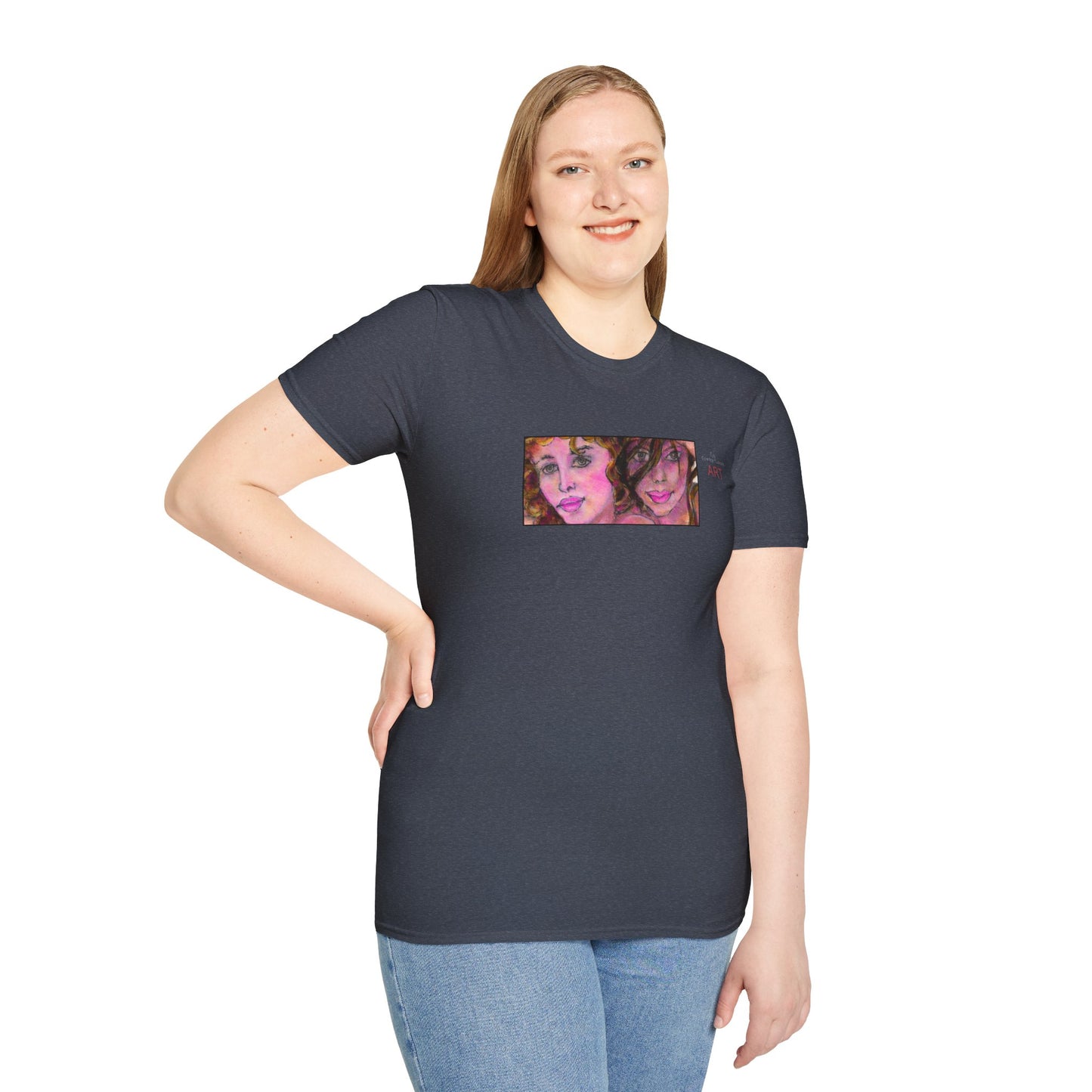 Unisex Softstyle T-Shirt - Motiv: Front Sommer, H 10 cm (klein) & Rückseite Sommer, H 23 cm (groß) N-Label