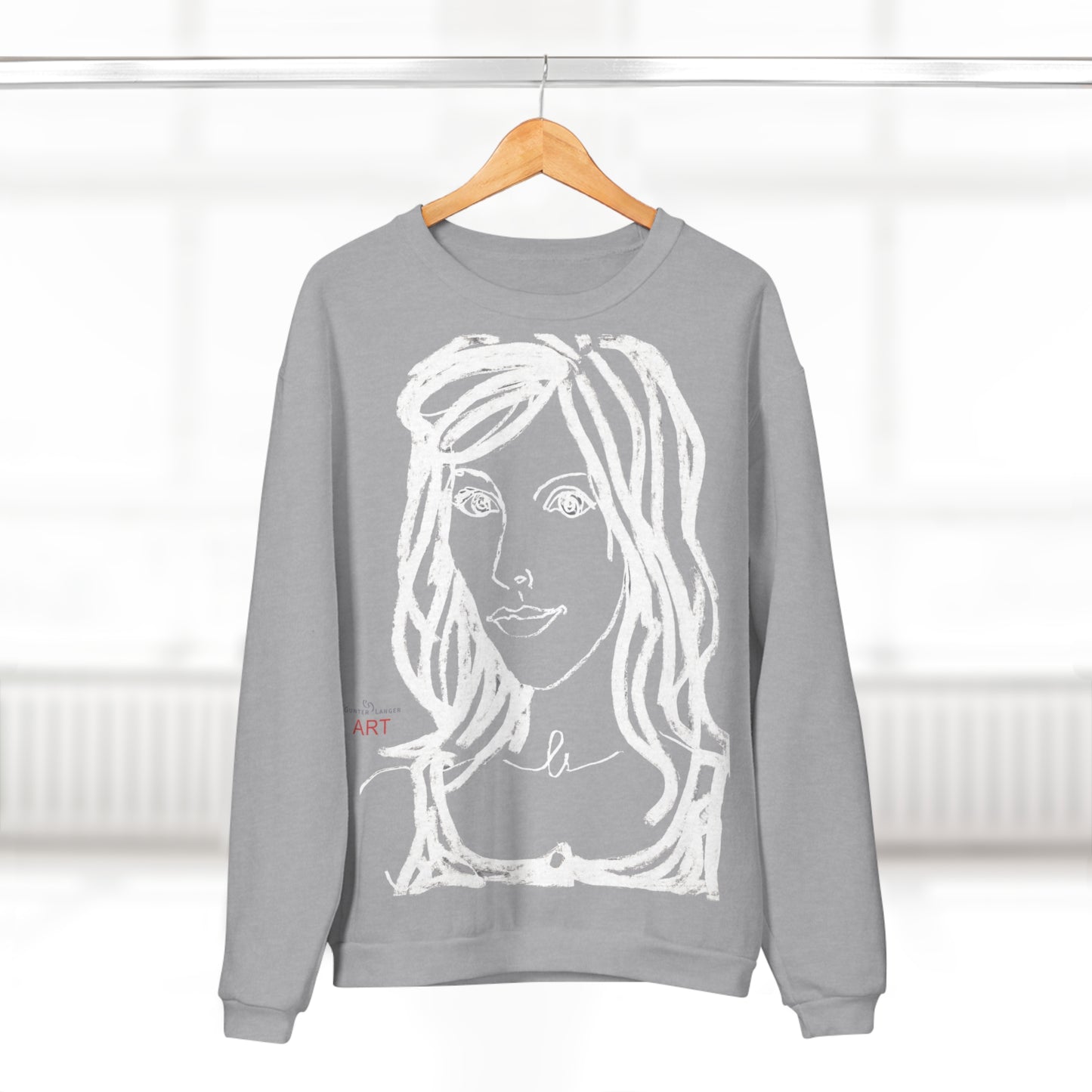 Unisex Crew Neck Sweatshirt (EU) - Motiv: Front Esther & Rückseite Esther (weiß)