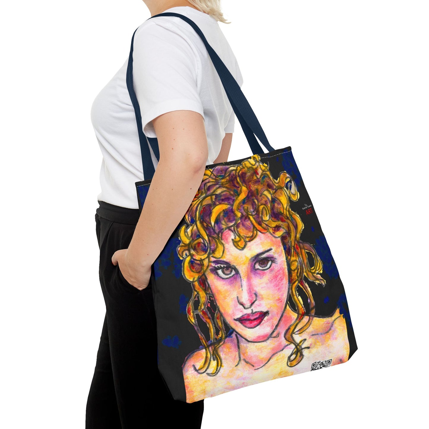 Tote Bag (AOP) - Motiv: Antonietta, blaue Punkte