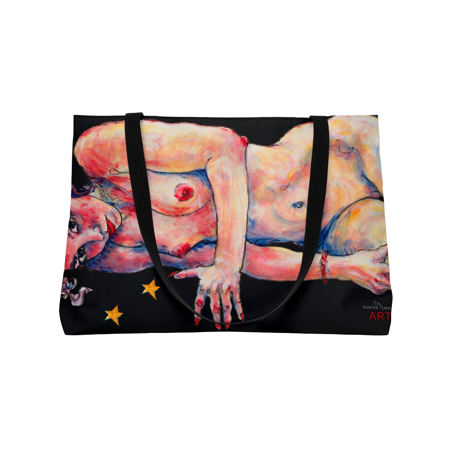 Weekender Tote Bag - Front Marla & Rückseite Anne, Schwarz, Sterne