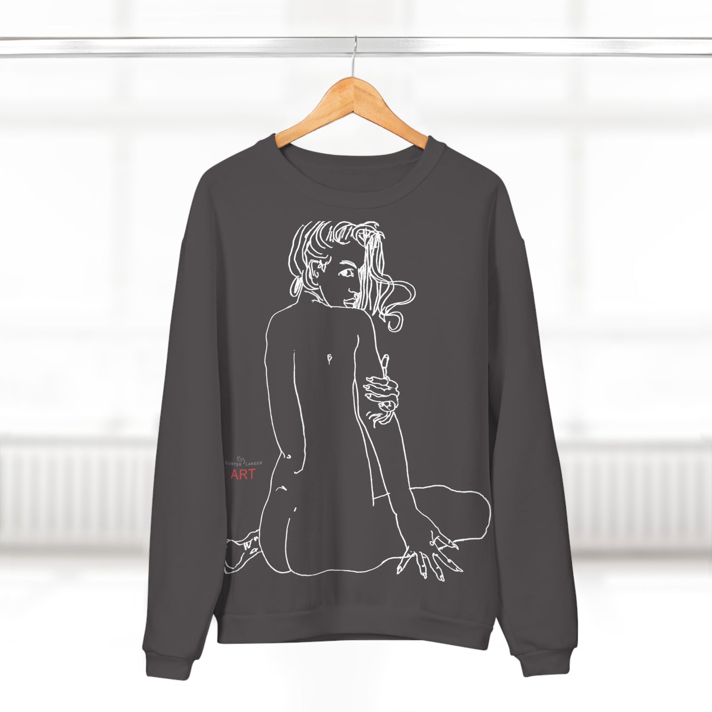 Unisex Crew Neck Sweatshirt (EU) - Motiv: Front Emilia & Rückseite Emilia, (Weiß) H 48 cm