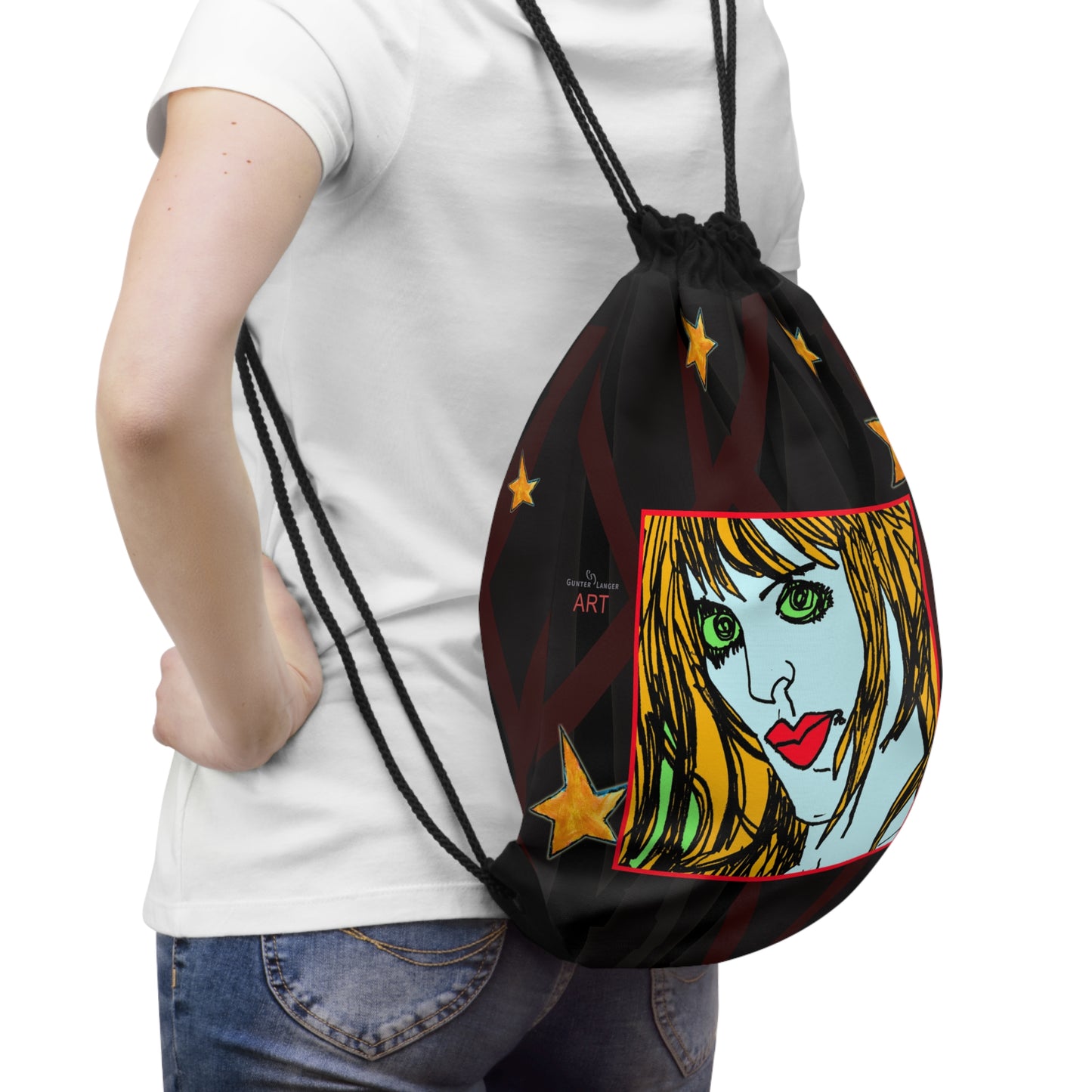 Drawstring Bag - Motiv: Vorderseite Natalie und Rückseite Natalie klein