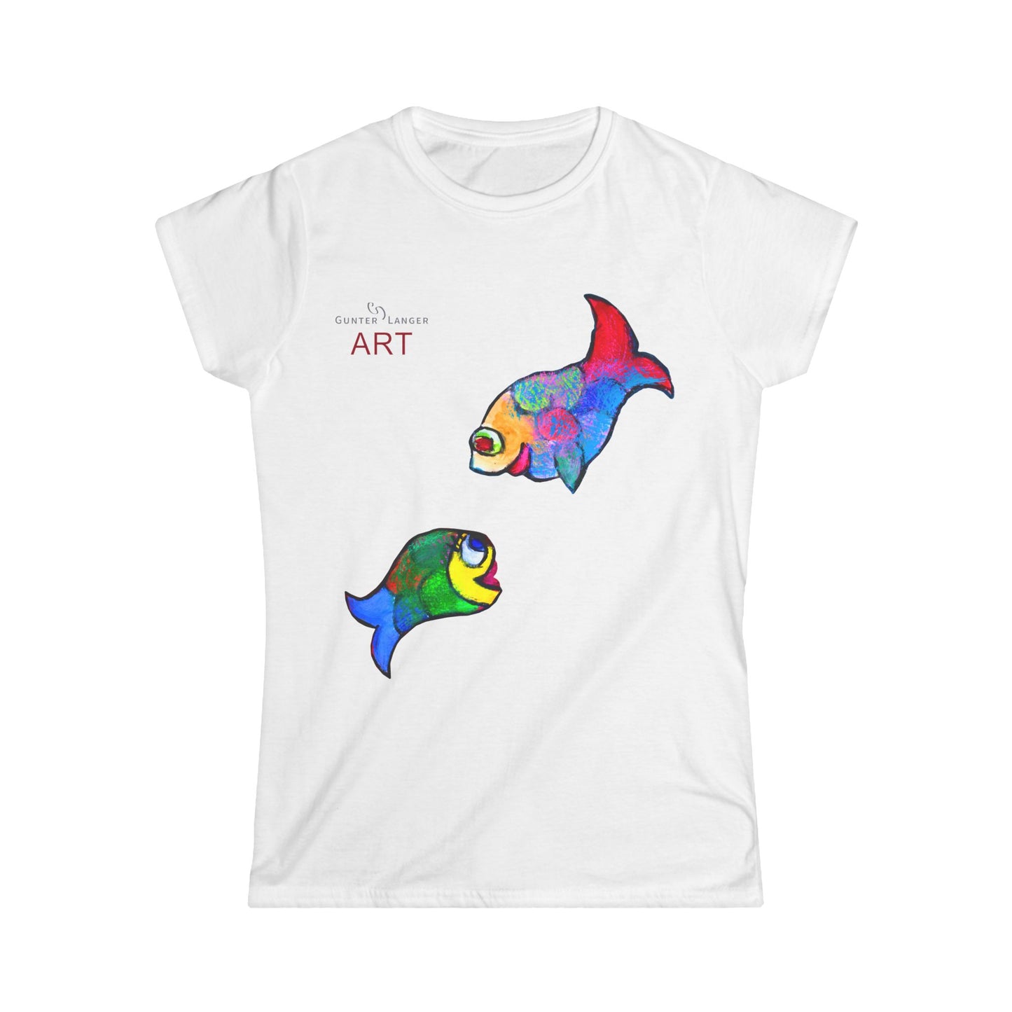 Women's Softstyle Tee - Motiv: Front, Zwei  Fische  zueinander