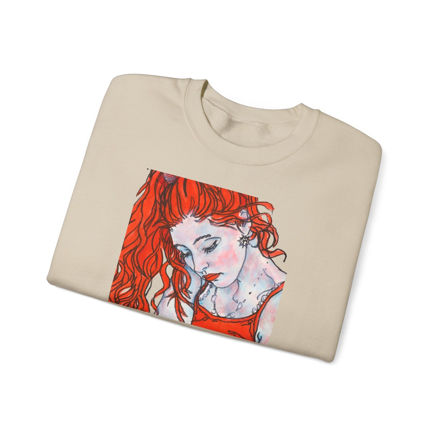 Unisex Heavy Blend™ Crewneck Sweatshirt - Motiv: Front Julia (Ausschnitt, 21,5 cm) & Rückseite Julia, H 43 cm