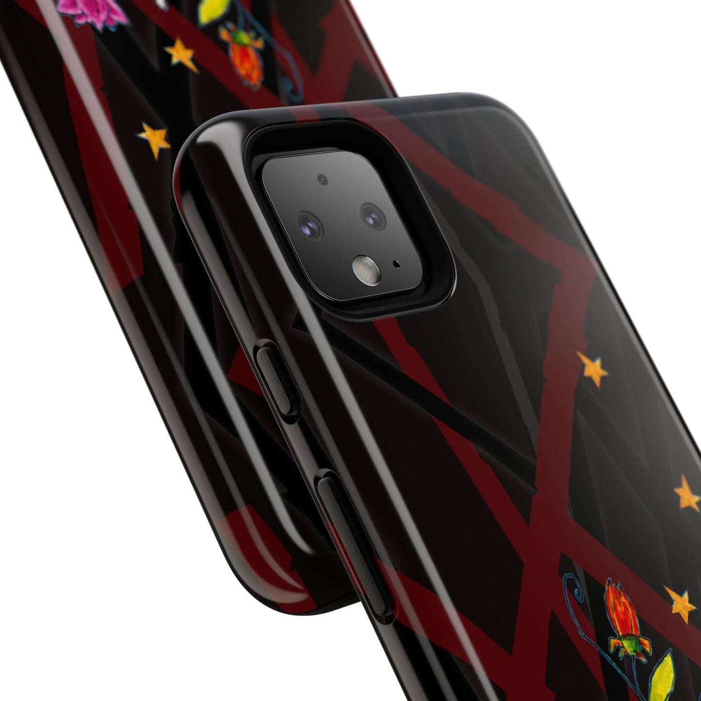 Tough Cases - Google Pixel - Samsung Galaxy - Motiv: Katze schwebt und Ranken, H 7,73 cm, Mikado3