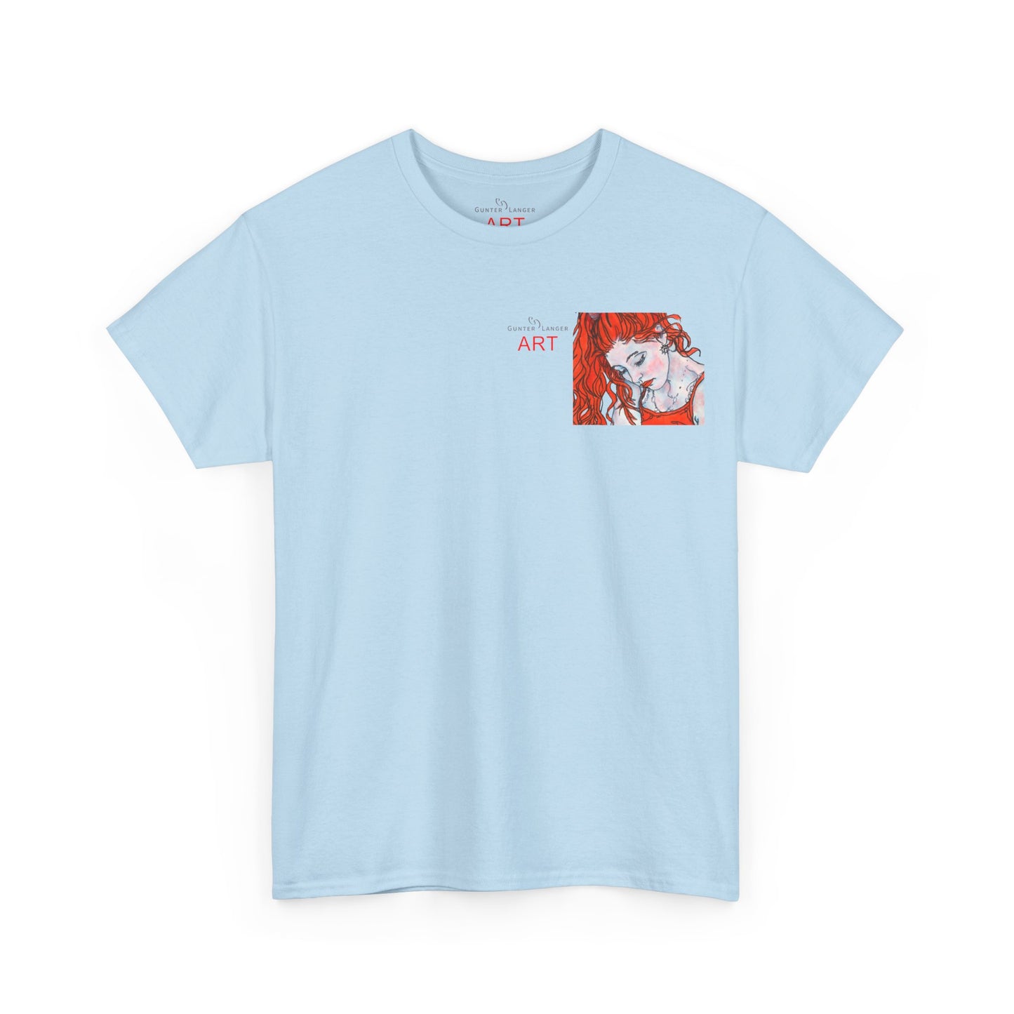 Unisex Heavy Cotton Tee - Motiv:  Front Julia, Ausschnitt & Rückseite Julia, H 49 cm, Aura, N-Label