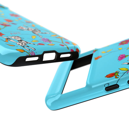 Tough Cases - Google Pixel - Samsung Galaxy - Motiv: Karierte Katzen, blau