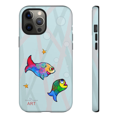 Tough Cases - iPhone - Motiv: "Fische", Mikado blau