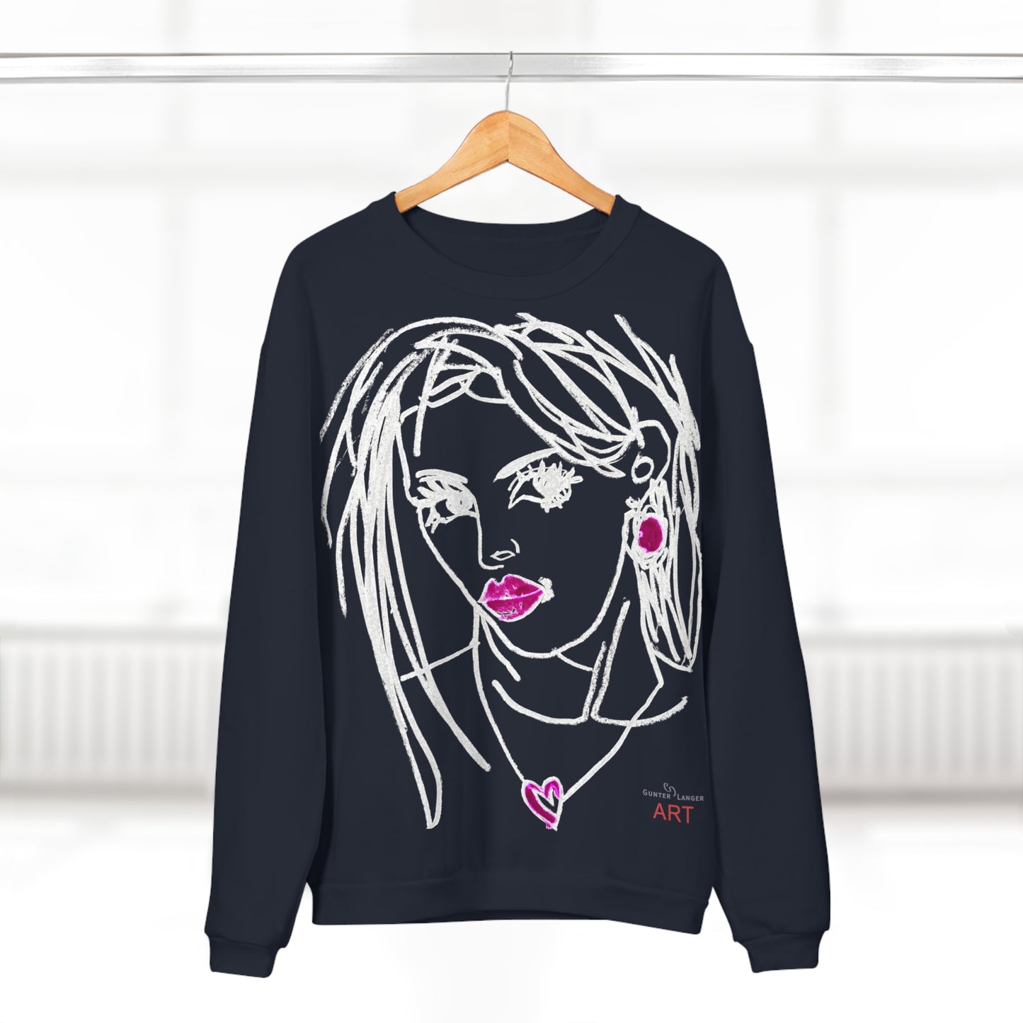 Unisex Crew Neck Sweatshirt (EU) - Motiv: Front Raja, H 49 cm & Rückseite Raja, H 49 cm (weiß)