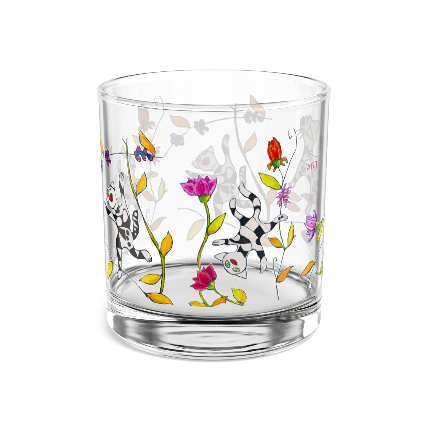 Rocks Glass, 10oz - Motiv: 5 Katzen
