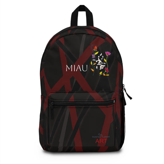 Backpack - Motiv: Katze fliegt, Ranken, Miau, Mikado 3 sw
