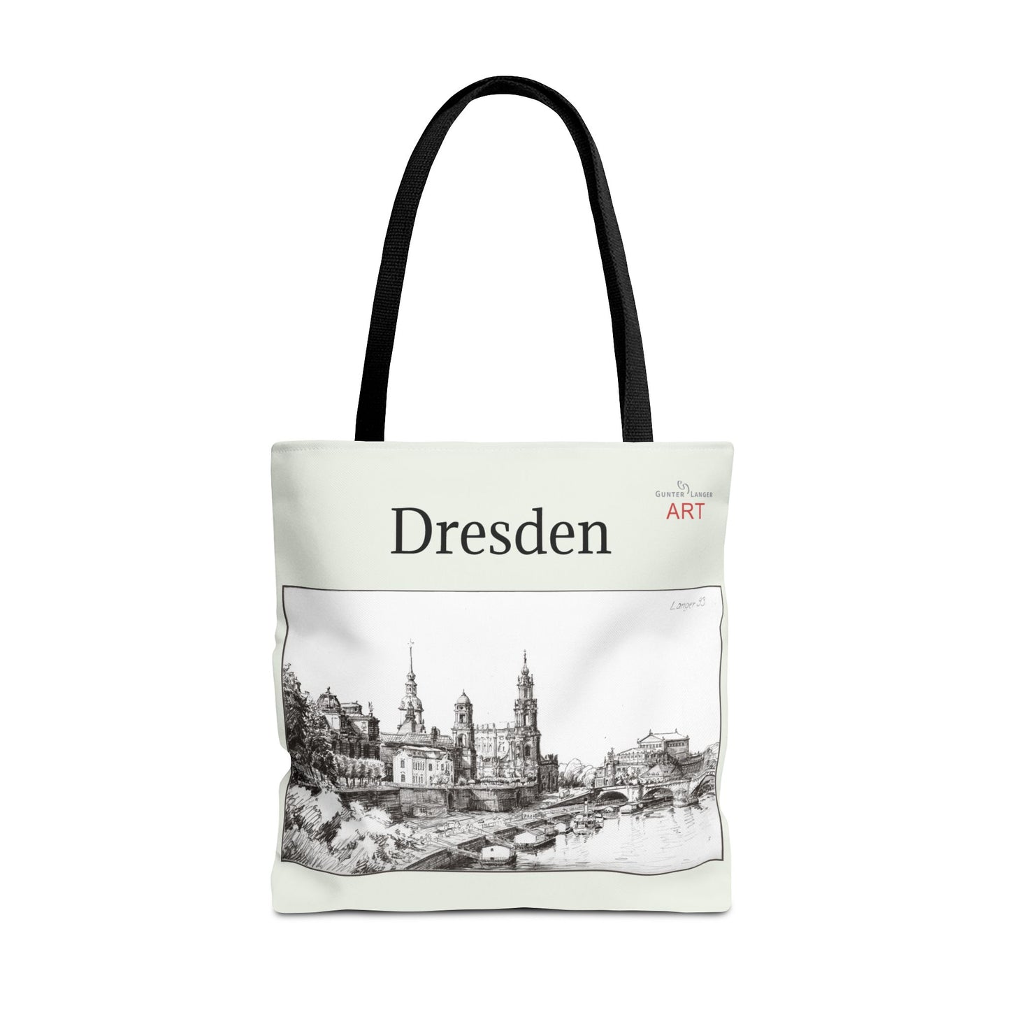 Tote Bag (AOP) - Motiv: Dresden - Terrassenufer, Bleistift