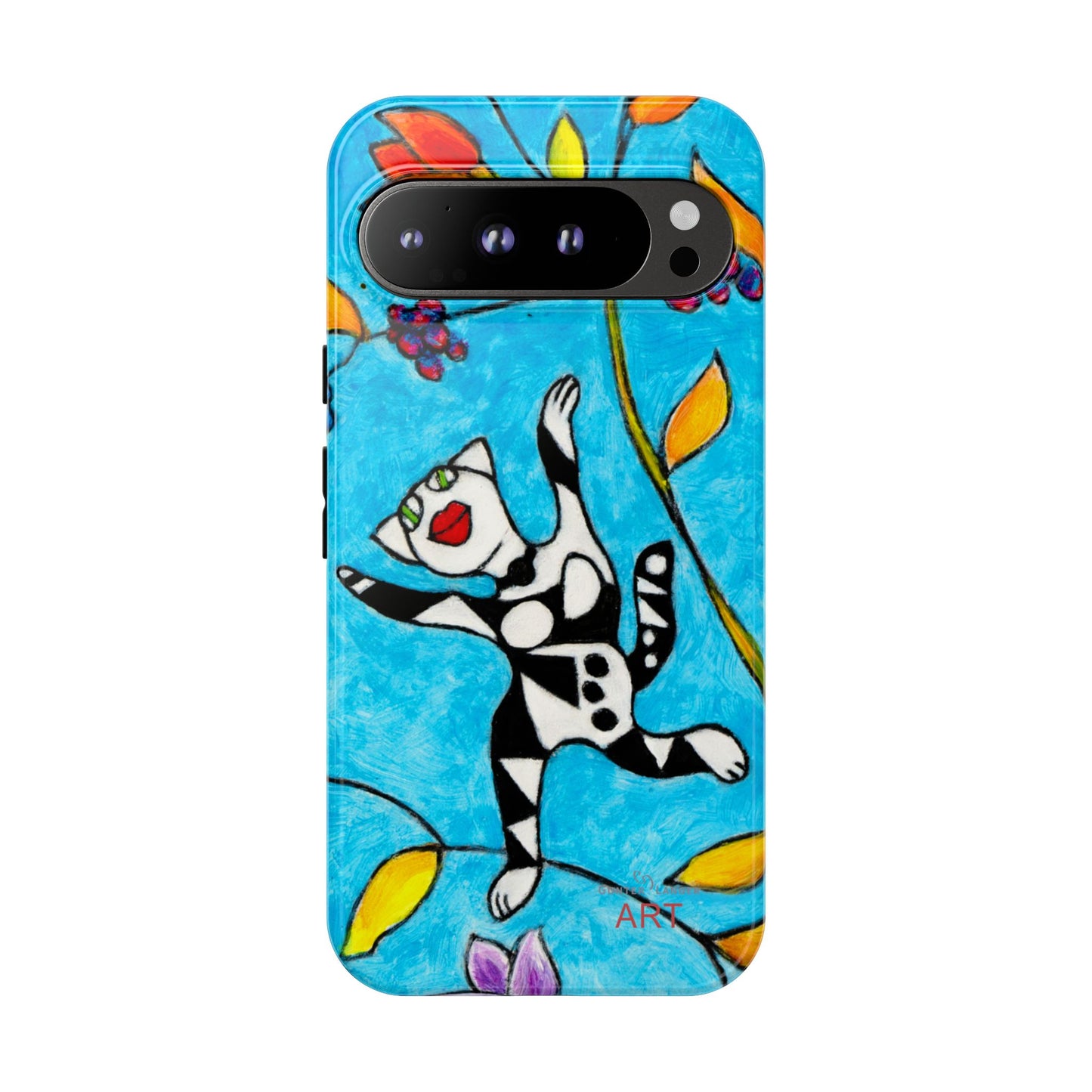 Tough Cases - Google Pixel - Samsung Galaxy - Motiv: Karierte Katze hüpft