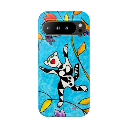 Tough Cases - Google Pixel - Samsung Galaxy - Motiv: Karierte Katze hüpft