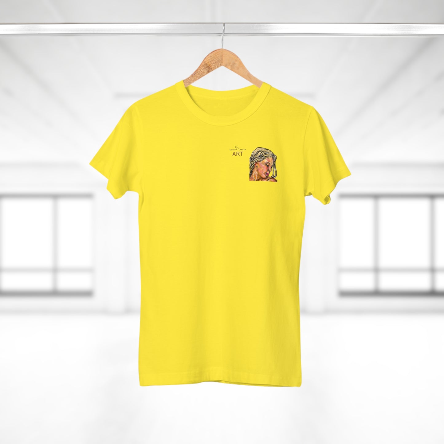 Single Jersey Women's T-shirt - hell - Motiv: Erna, Ausschnitt, H 8 cm