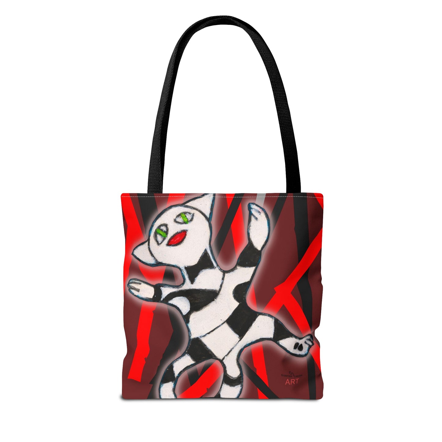 Tote Bag (AOP) - Motiv: Mikado Rot, mit Katze schwebt