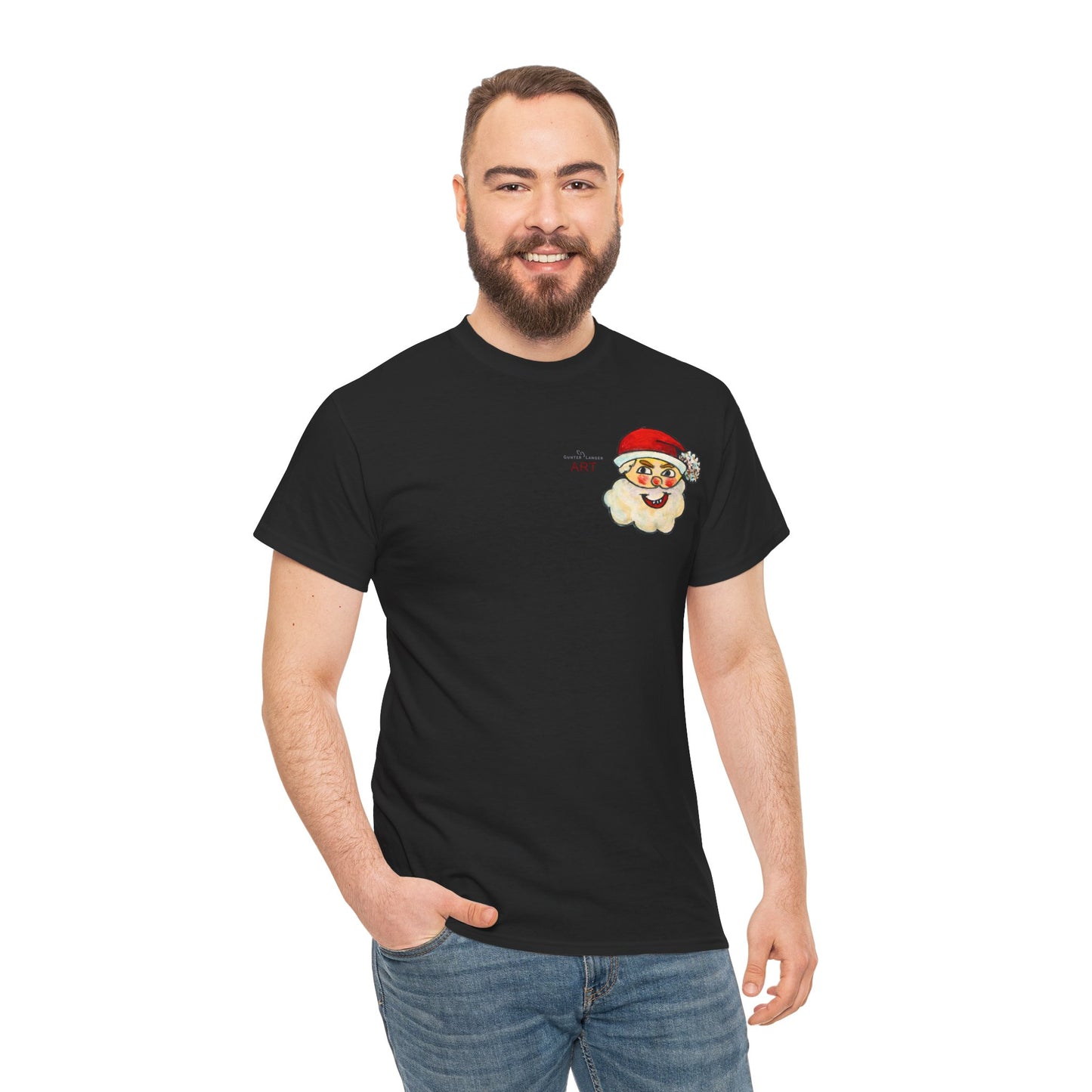 Unisex Heavy Cotton Tee - Motiv: Weihnachtsmann, H 13 cm
