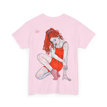 Unisex Heavy Cotton Tee - Motiv:  Front Julia, H25 cm & Rückseite Julia, H 49 cm