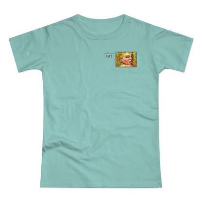 Single Jersey Women's T-shirt - hell - Motiv: Romina, Ausschnitt, H 6 cm