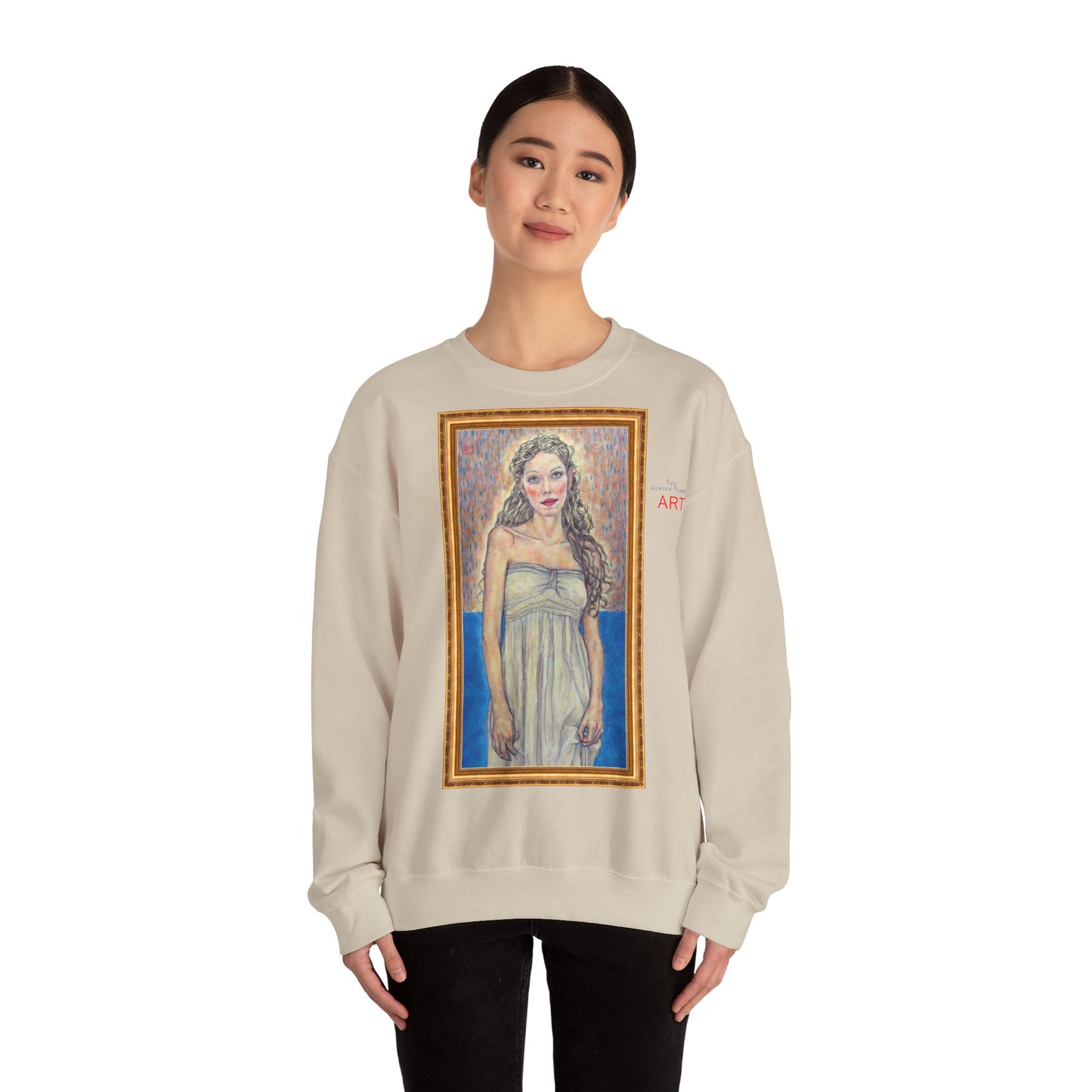 Unisex Heavy Blend™ Crewneck Sweatshirt - Motiv:  Front Marie (halb, gerahmt) & Rückseite Marie (gerahmt)