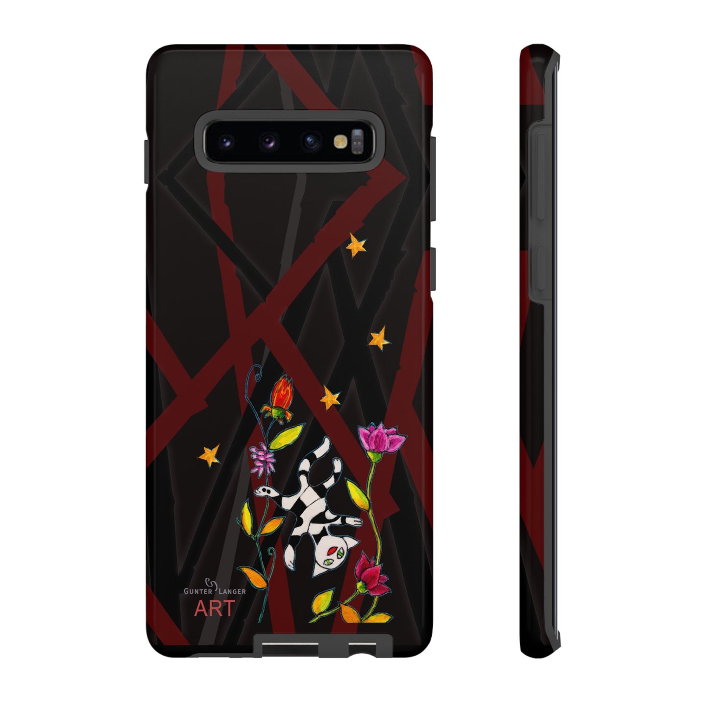 Tough Cases - Google Pixel - Samsung Galaxy - Motiv: Katze schwebt und Ranken, H 7,73 cm, Mikado3