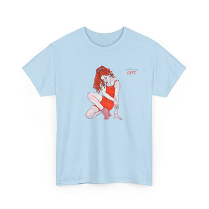 Unisex Heavy Cotton Tee - Motiv:  Front Julia, H25 cm & Rückseite Julia, H 49 cm