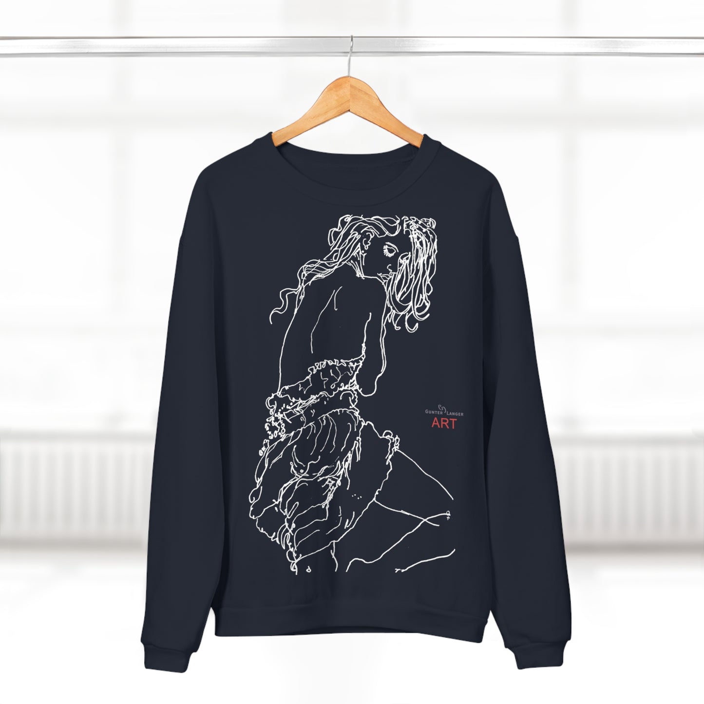 Unisex Crew Neck Sweatshirt (EU) - Motiv: Front Giselle, H 49 cm & Rückseite Giselle,  H 49 cm (weiß)