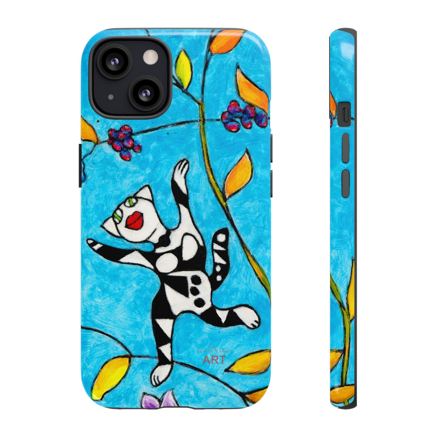 Tough Cases - iPhone - Motiv: Karierte Katze hüpft