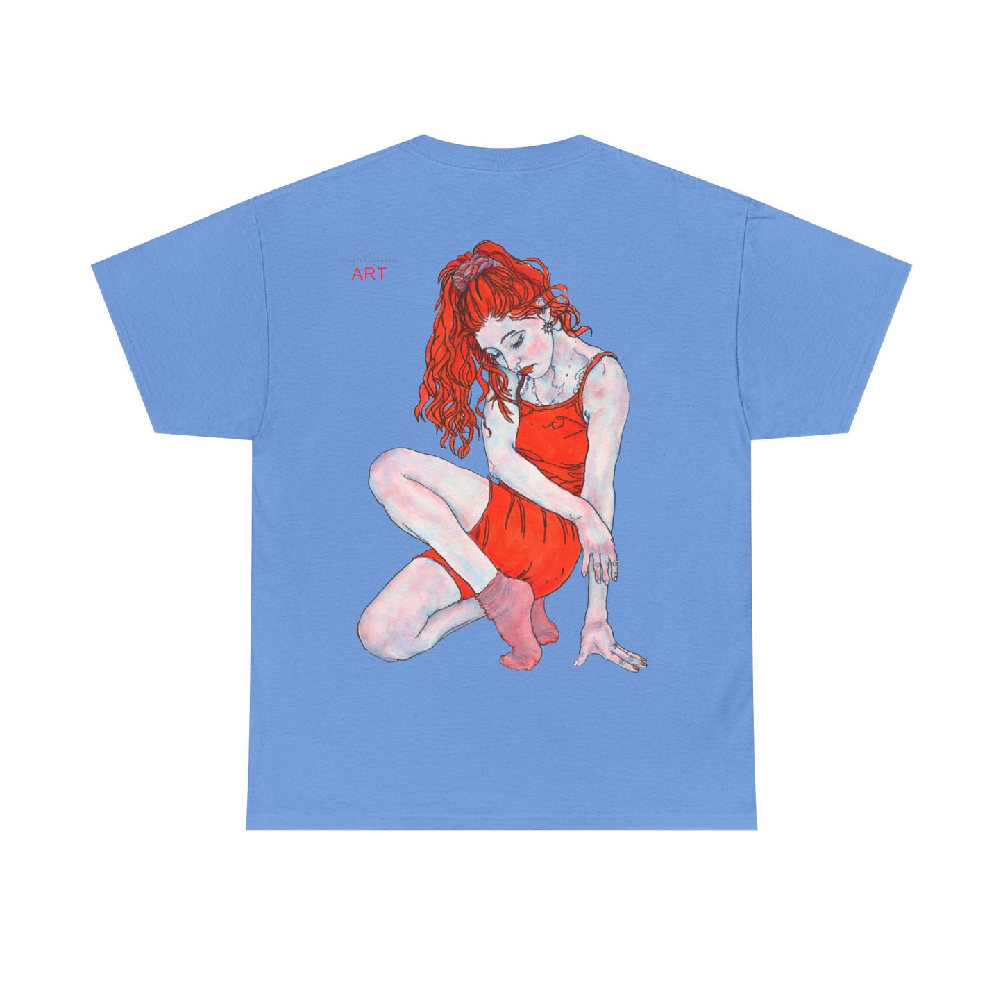Unisex Heavy Cotton Tee - Motiv:  Front Julia, H25 cm & Rückseite Julia, H 49 cm