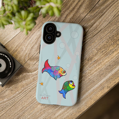 Tough Cases - iPhone - Motiv: "Fische", Mikado blau