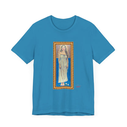 Unisex Jersey Short Sleeve Tee - Motiv: Front Marie, H 35,5 cm Goldrahmen
