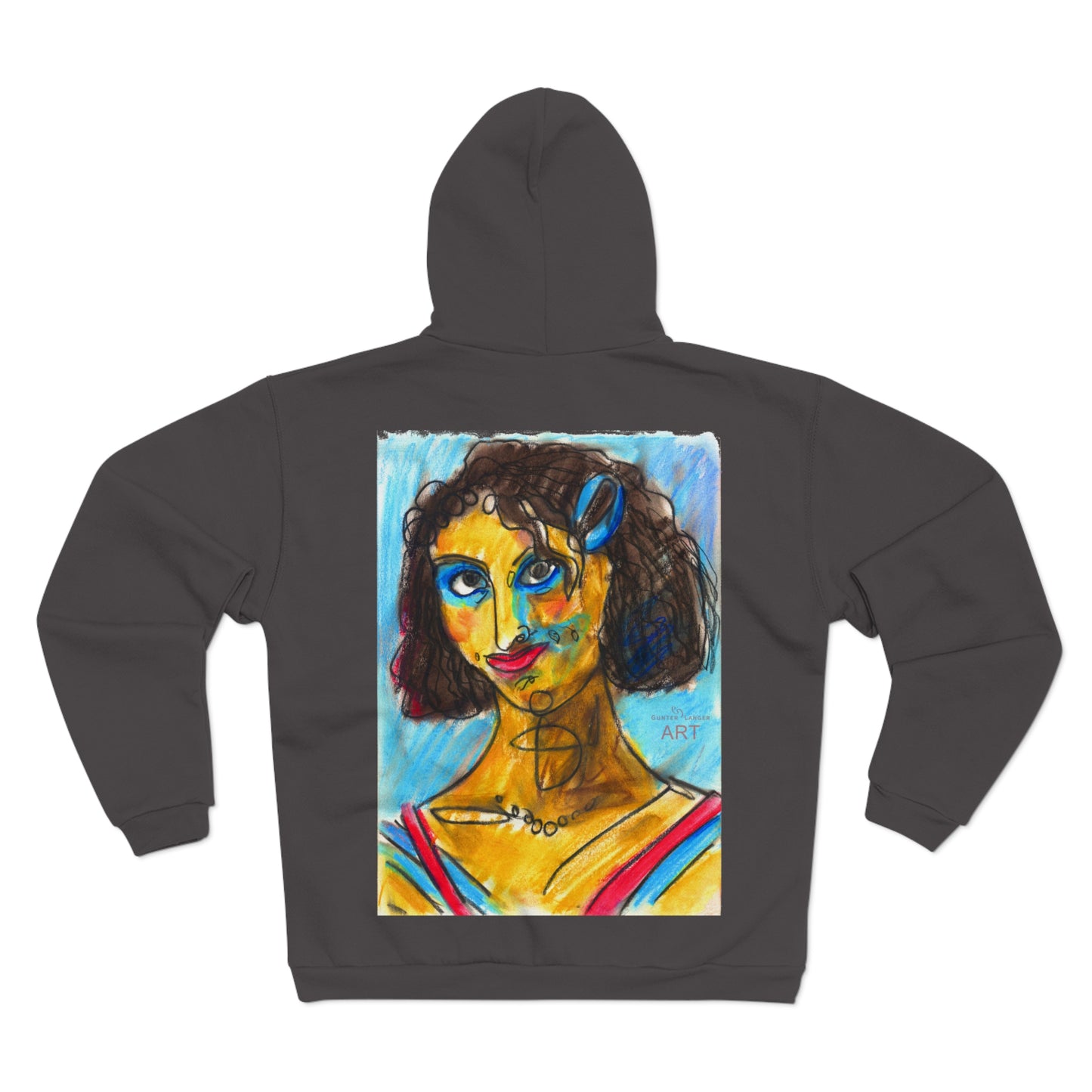 Unisex Hooded Zip Sweatshirt - Motiv: Front Ratte (Klein) & Rückseite Frechdax