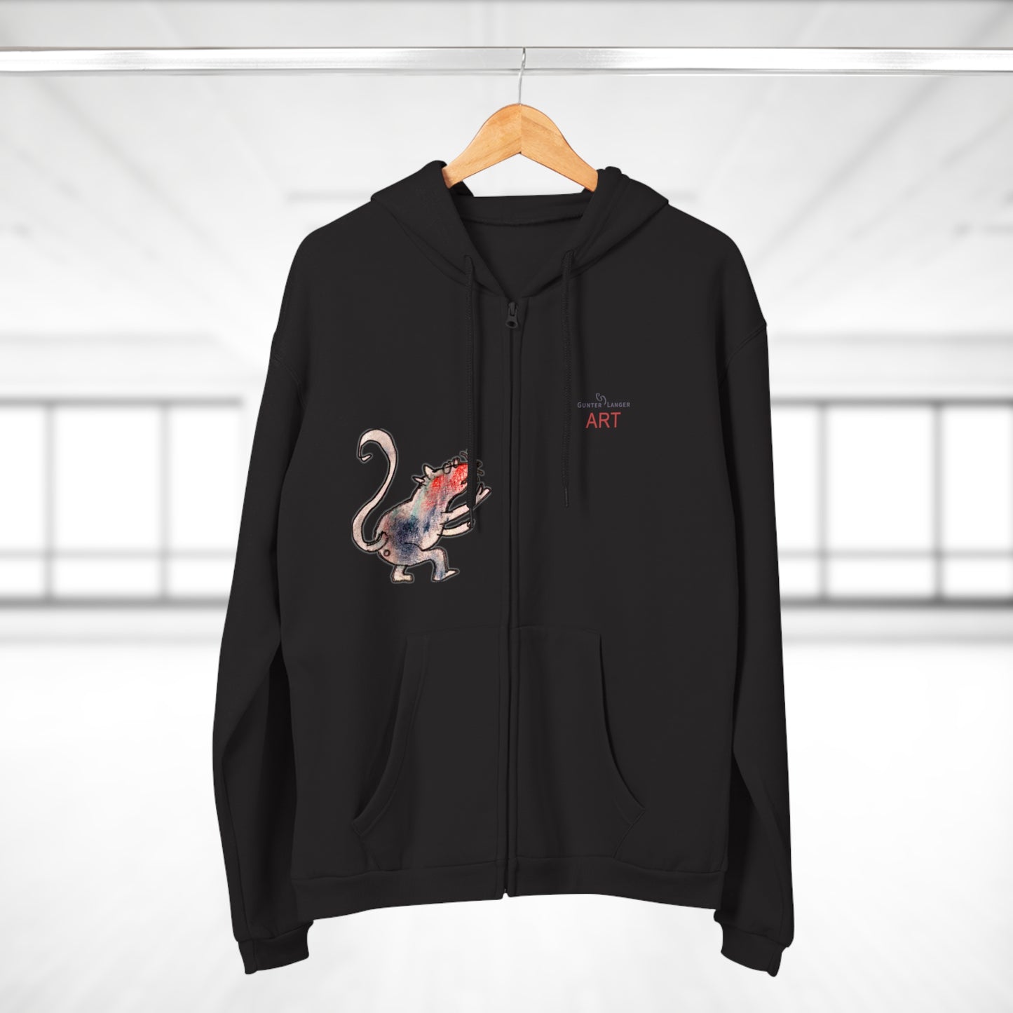 Unisex Hooded Zip Sweatshirt - Cartoon - Motiv: Front Ratte