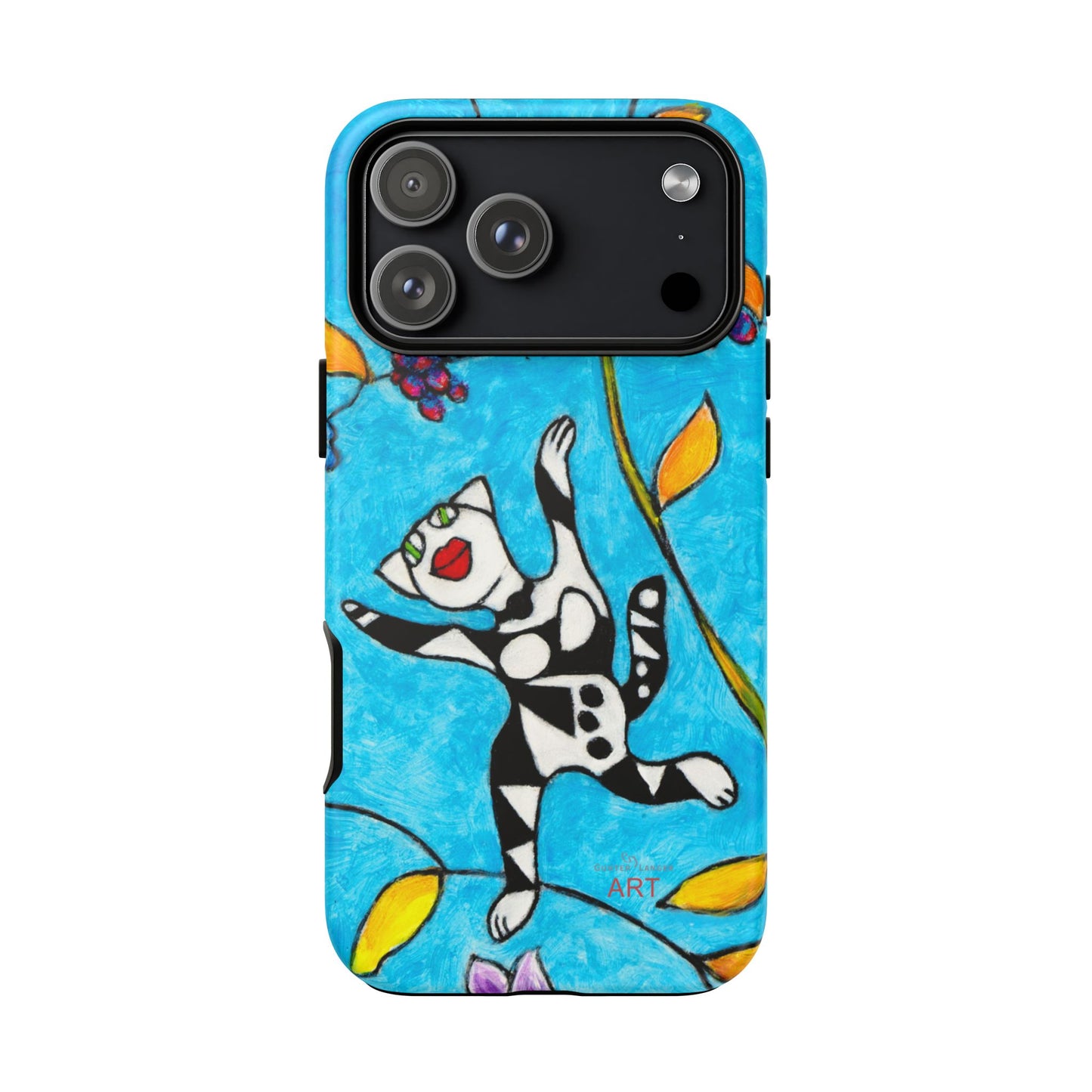 Tough Cases - iPhone - Motiv: Karierte Katze hüpft